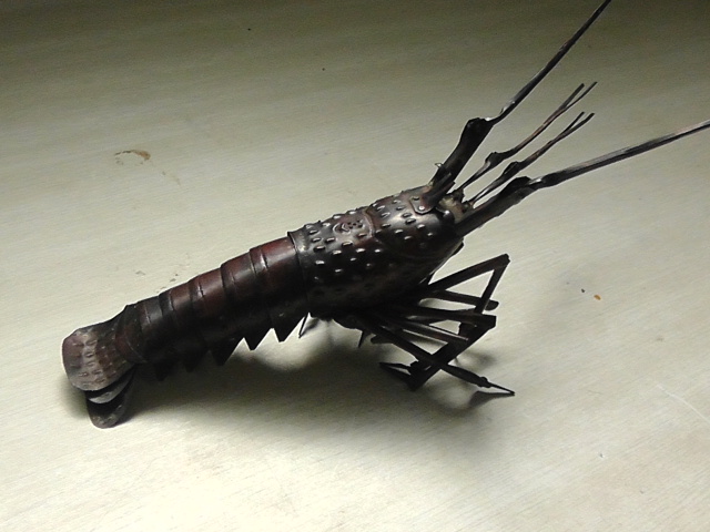 【特殊工芸】藤原弘美作　伊勢海老　金属細工　