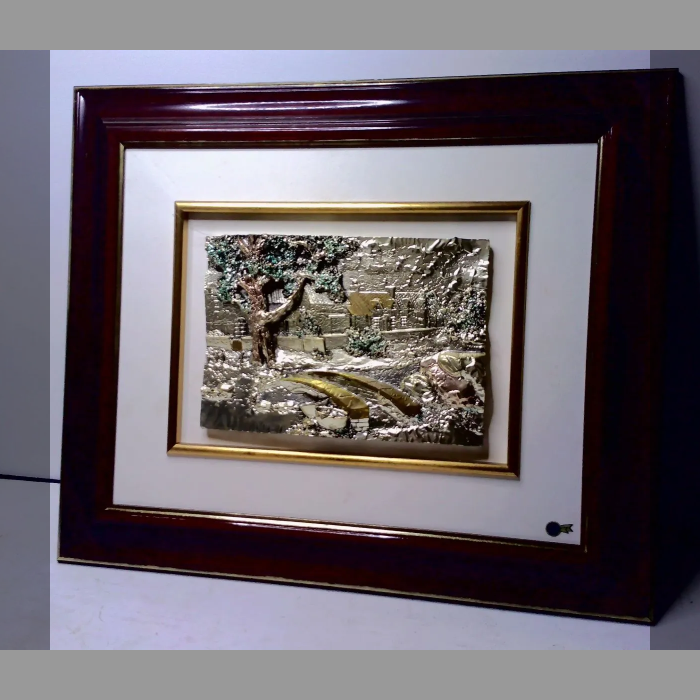 イタリア製 額装彫銀アート　
