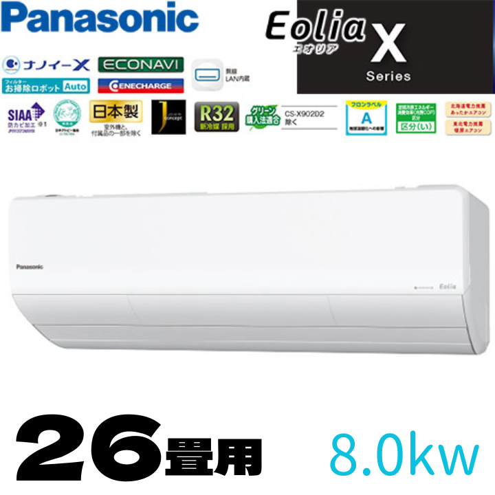 【中古】Panasonic　エアコン　26畳用　8.0kw